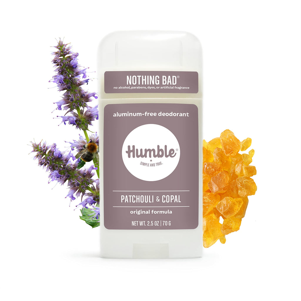 HUMBLE BRANDS Original Formula Aluminum-Free Deodorant – Long-Lasting Odor Control with Baking Soda & Essential Oils (Patchouli & Copal) Pack of 3