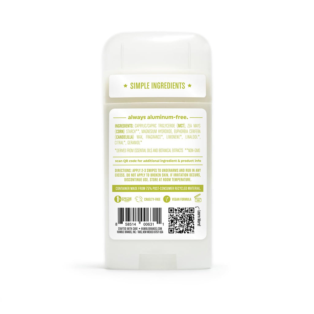 Humble Brands Aluminum-Free Deodorant – Vegan, Cruelty-Free, Sensitive Skin Formula – Patchouli Copal, Bergamot Ginger, Moroccan Rose – 2.5 oz x3