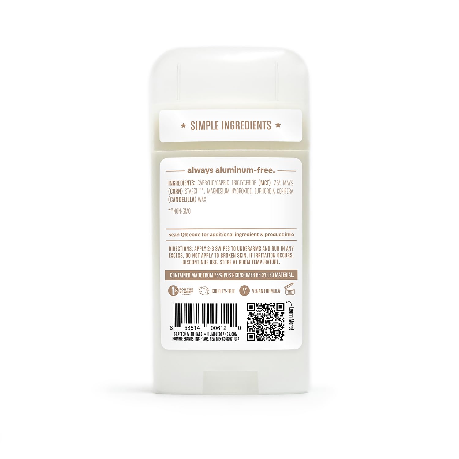 Humble Brands Aluminum-Free Deodorant – Vegan, Cruelty-Free, Sensitive-Skin Safe (Lavender, Rose, Unscented) – Pack of 3