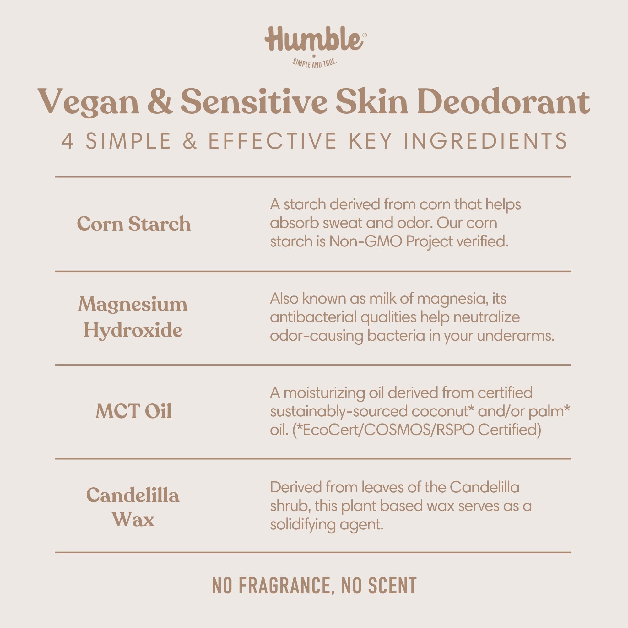 Humble Brands Aluminum-Free Deodorant – Vegan, Cruelty-Free, Sensitive Skin Formula – Patchouli Copal, Bergamot Ginger, Moroccan Rose – 2.5 oz x3