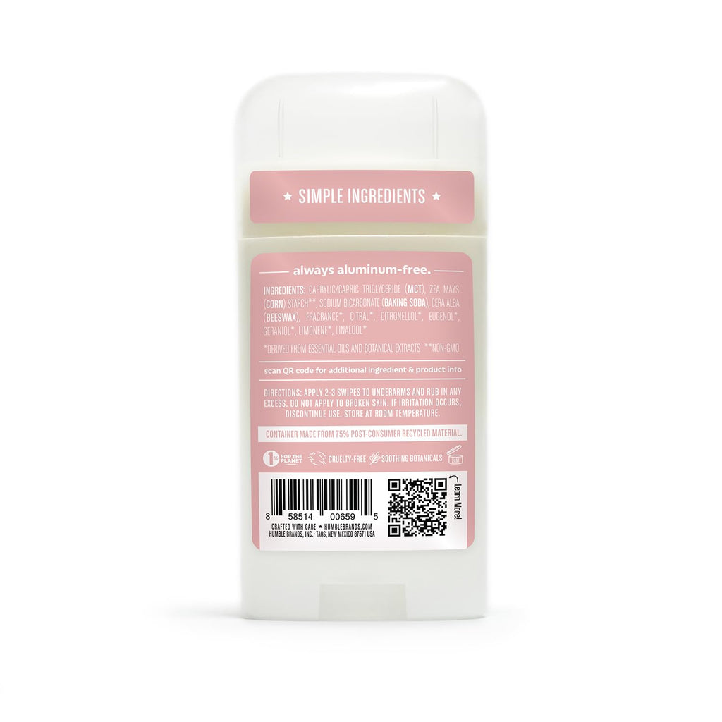 HUMBLE Aluminum-Free Deodorant Stick — Subtle Citrus, Bergamot Ginger, Mountain Lavender, Moroccan Rose | Pack of 3