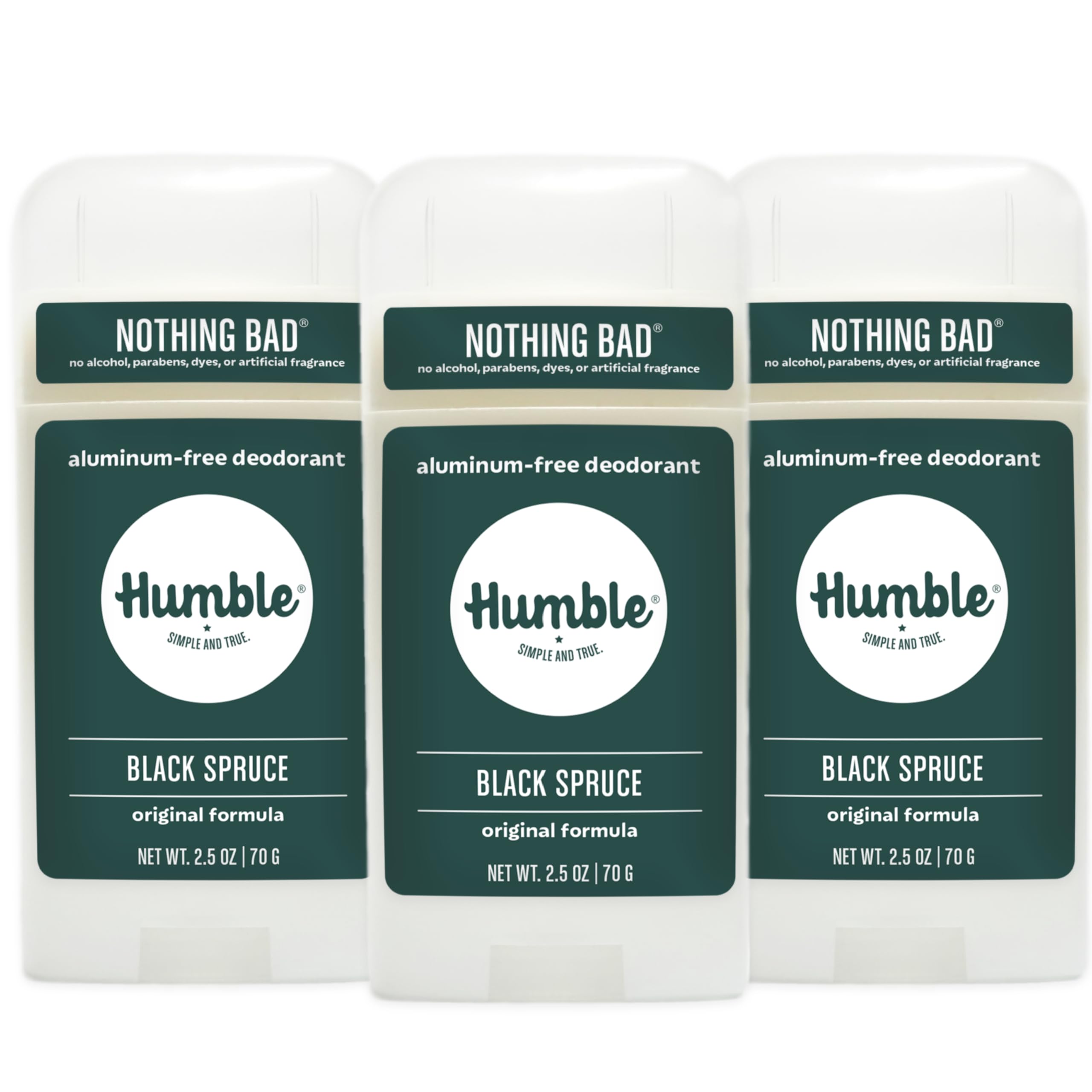 HUMBLE BRANDS Original Formula Aluminum-Free Deodorant – Black Spruce, 2.5 oz, 3-Pack
