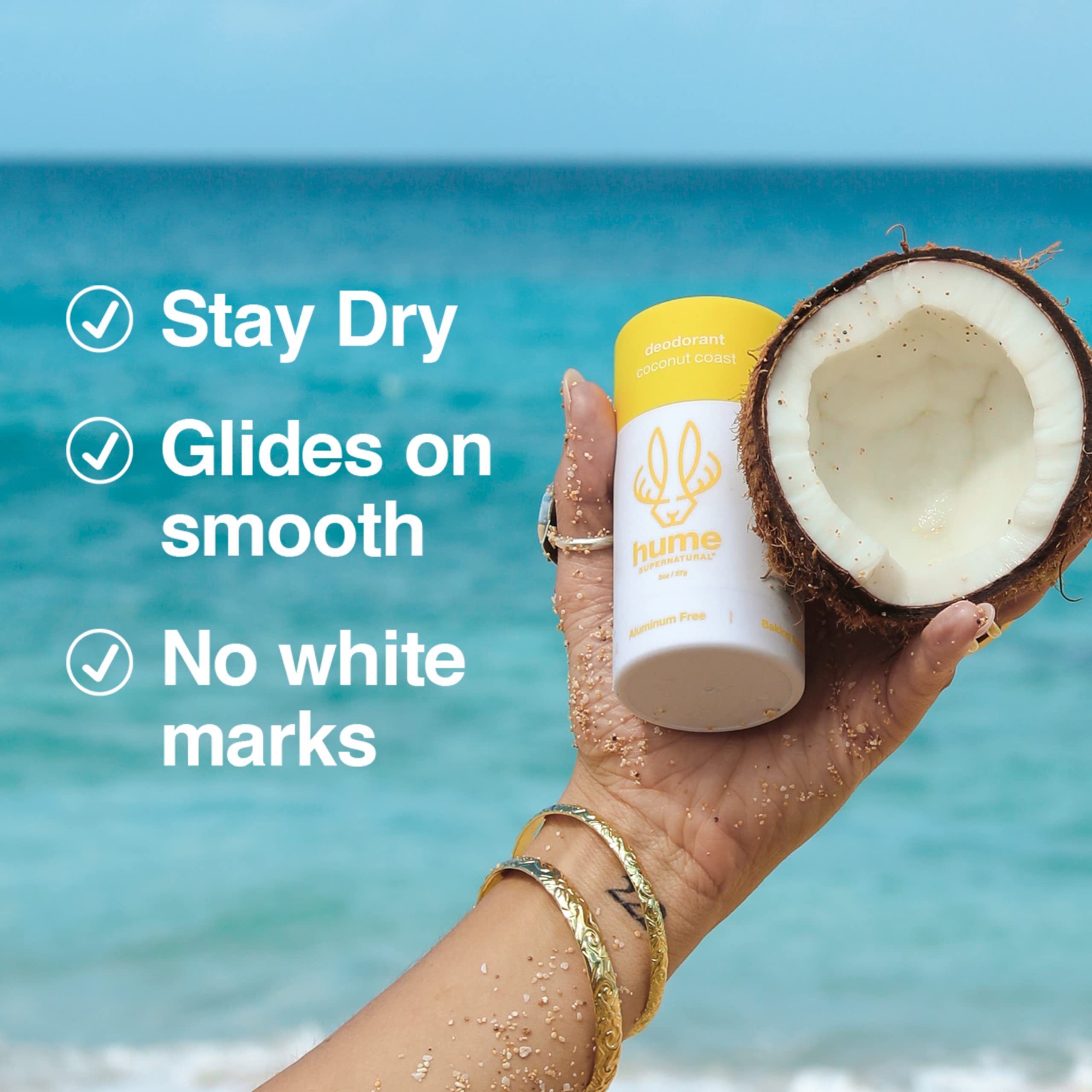 Hume Supernatural Aluminum Free Deodorant – Probiotic, Plant-Based, Coconut Coast