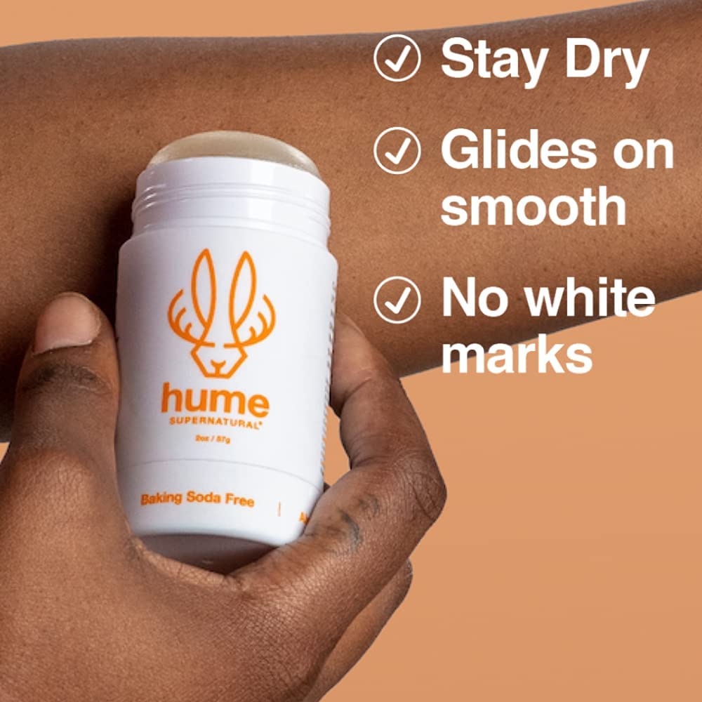 HUME SUPERNATURAL Aluminum Free Deodorant for Women & Men – Probiotic, Plant-Based, Amber Woods – 3-Pack