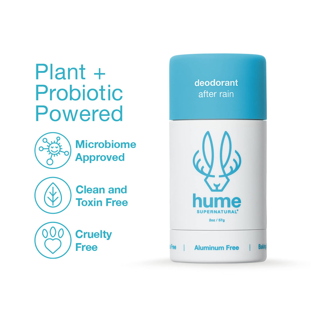 Hume Supernatural Aluminum-Free Deodorant – Probiotic, Plant-Based, After Rain