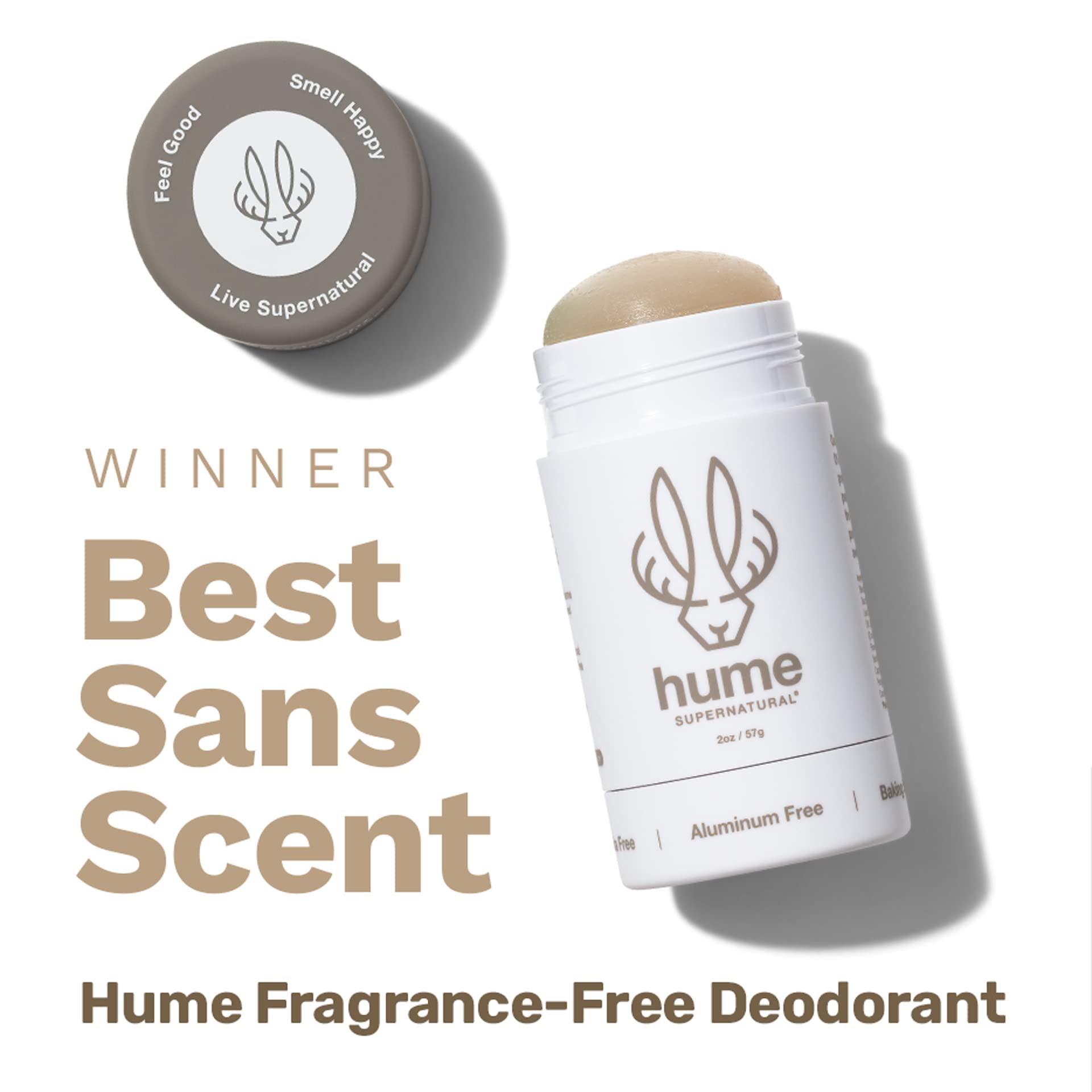 Hume Supernatural Aluminum-Free Deodorant for Sensitive Skin | Probiotic & Plant-Based | 2-Pack