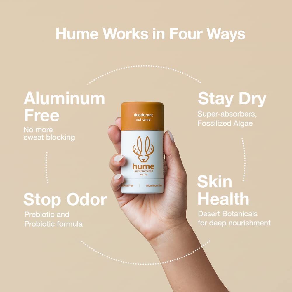 Hume Supernatural Aluminum Free Deodorant | Probiotic Plant-Based, Long-Lasting Freshness (Out West 2-Pack)