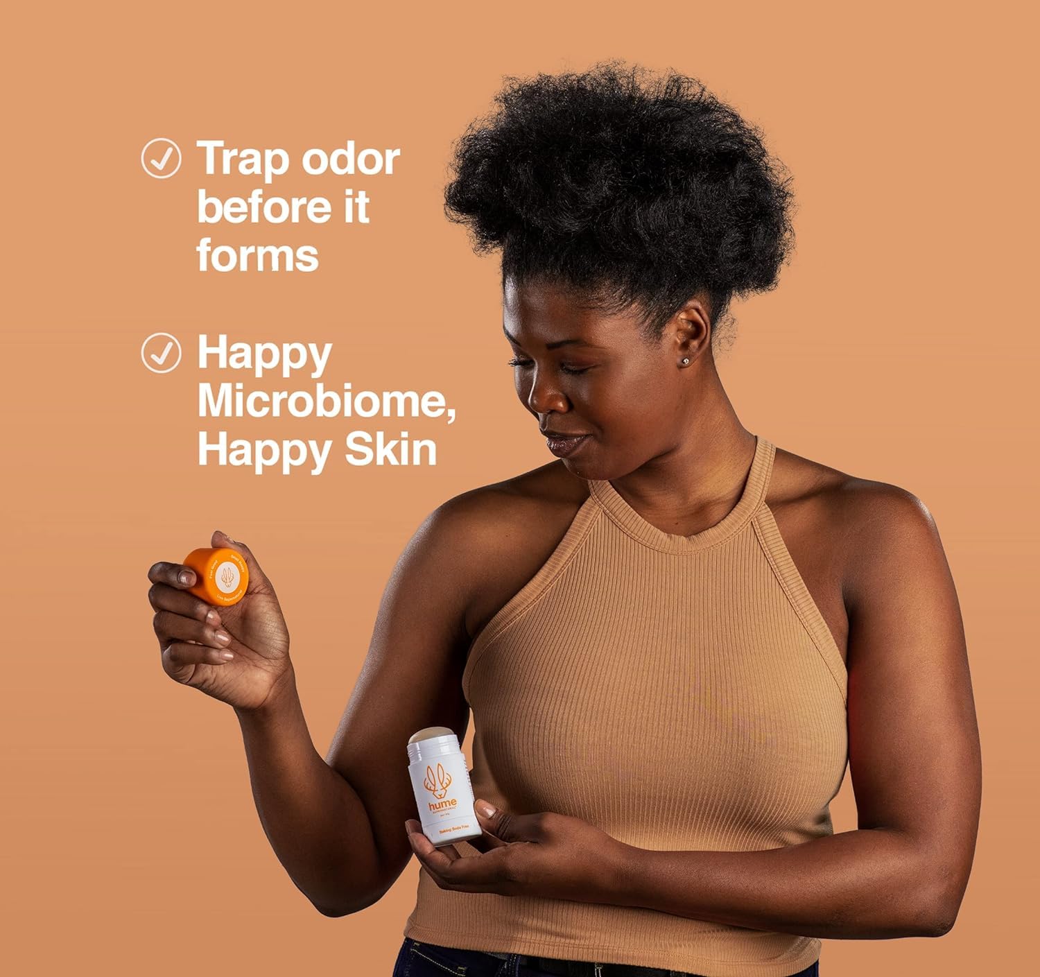 HUME SUPERNATURAL Aluminum Free Deodorant for Women & Men – Probiotic, Plant-Based, Amber Woods – 3-Pack