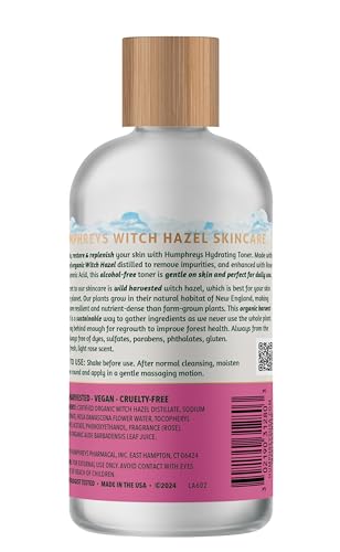 Humphreys Witch Hazel Hydrating Toner | Alcohol-Free, Rose & Hyaluronic | 8 Oz