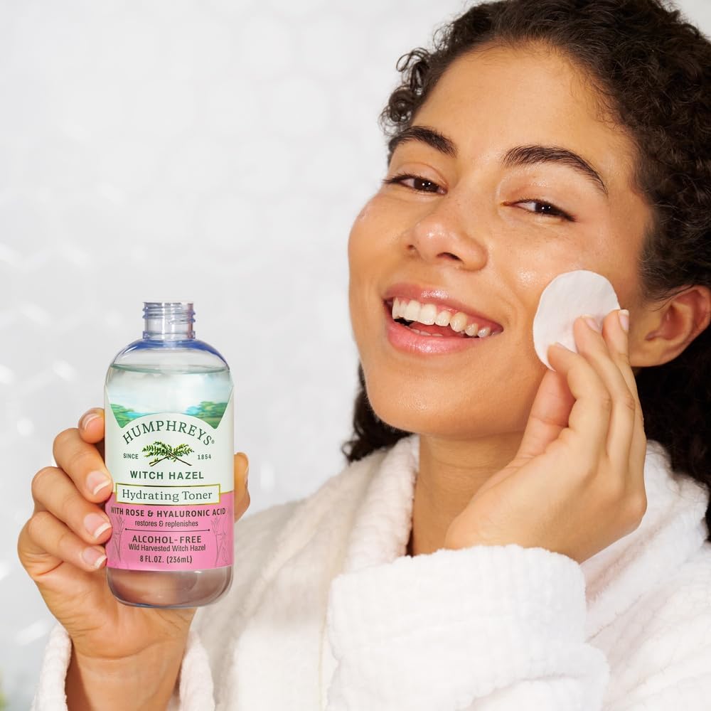 Humphreys Witch Hazel Hydrating Toner | Alcohol-Free, Rose & Hyaluronic | 8 Oz