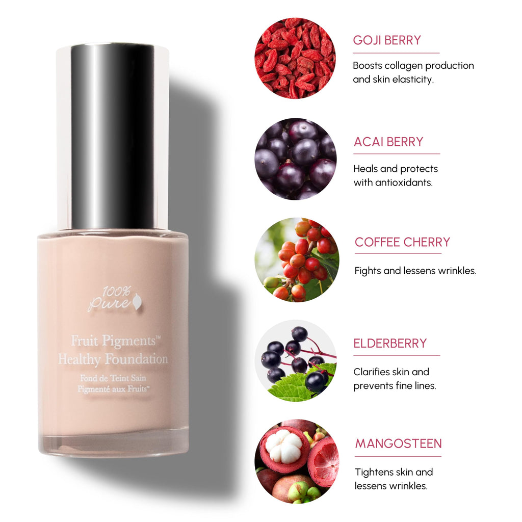 100% PURE Fruit Pigmented Foundation Alpine Rose – Full Coverage Matte (1 Fl Oz)