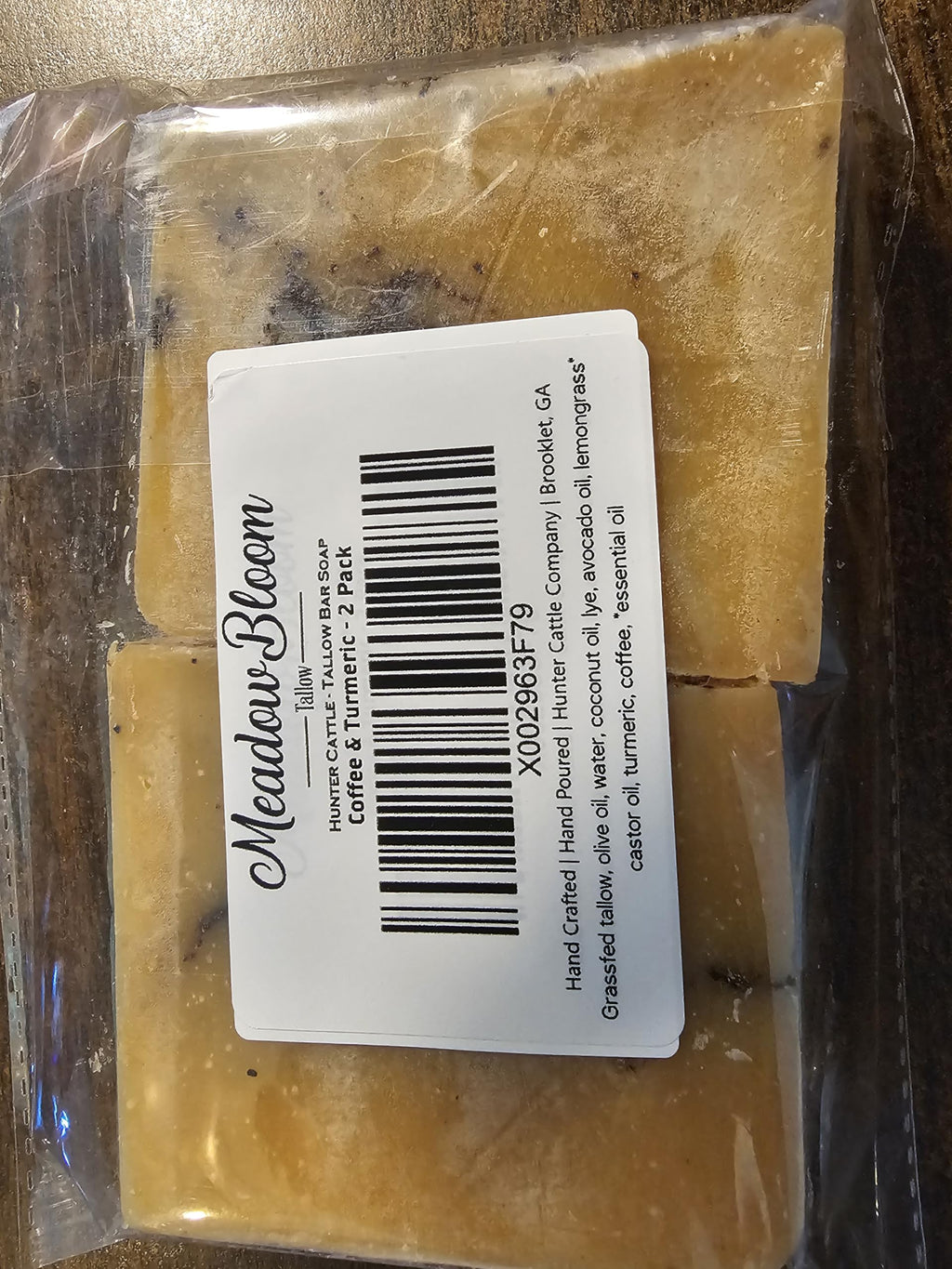 Hunter Cattle Co. Meadow Bloom Tallow Soap – 2-Pack (Lemongrass, Coffee & Turmeric) | 100% Grass-Fed, Handmade