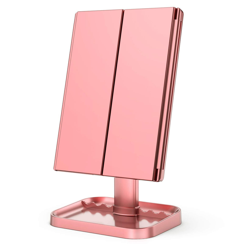 HUONUL Makeup Mirror with Lights — 2X/3X/10X Magnification, Touch Control, Trifold Vanity