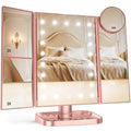 HUONUL Makeup Mirror with Lights — 2X/3X/10X Magnification, Touch Control, Trifold Vanity