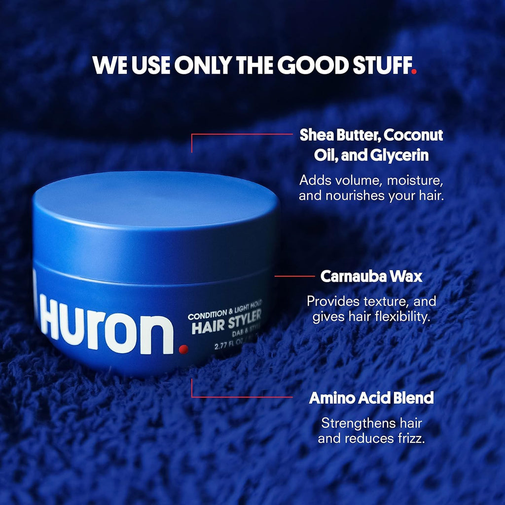 Huron Clean Citrus Woods Hair Styler – Lightweight Conditioning Pomade with Matte Finish (2.7 oz)