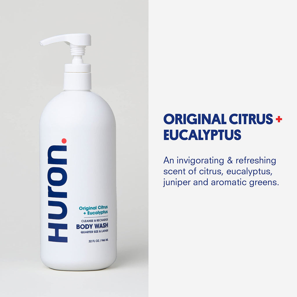 Huron Men's Moisturizing Body Wash – Crisp Citrus, Eucalyptus & Aromatic Greens (32 oz)