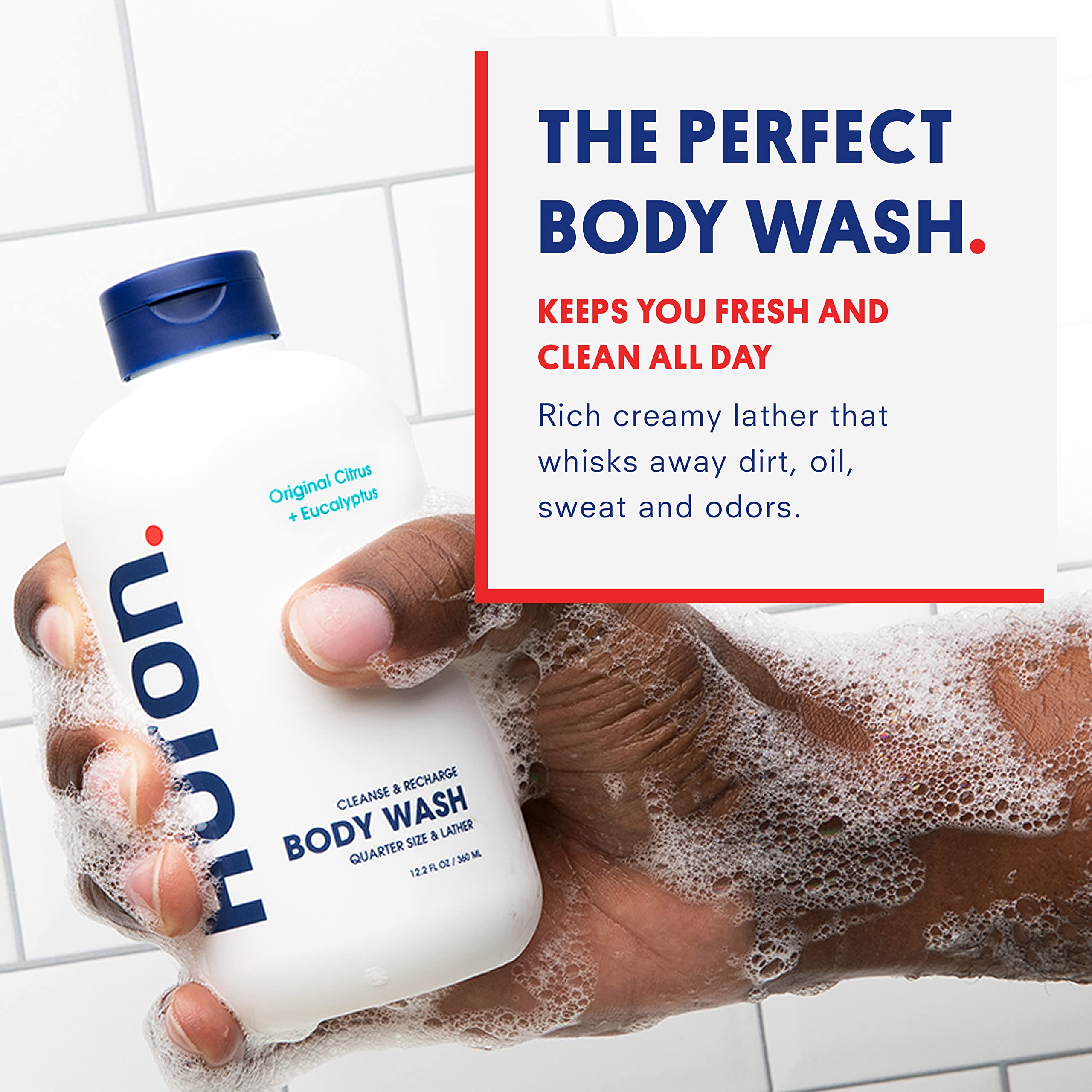 Huron Men’s Moisturizing Body Wash – Clean Woody Sandalwood & Amber, 2 Pack (12.2 fl oz each) – Vegan & Cruelty-Free