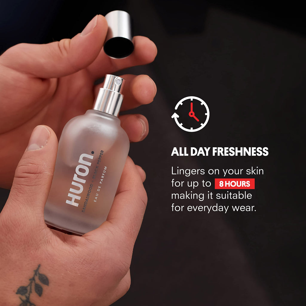 Huron Men’s Cologne – Everyday Eau de Parfum with Sandalwood, Black Pepper & Amber | 1.7 fl oz