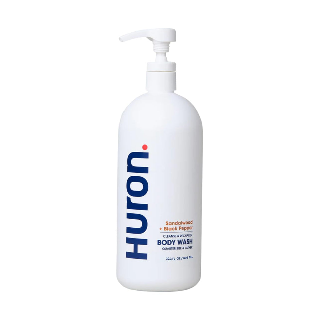 Huron Men's Moisturizing Body Wash – Clean Woody Sandalwood, Black Pepper & Amber, 30.3 oz