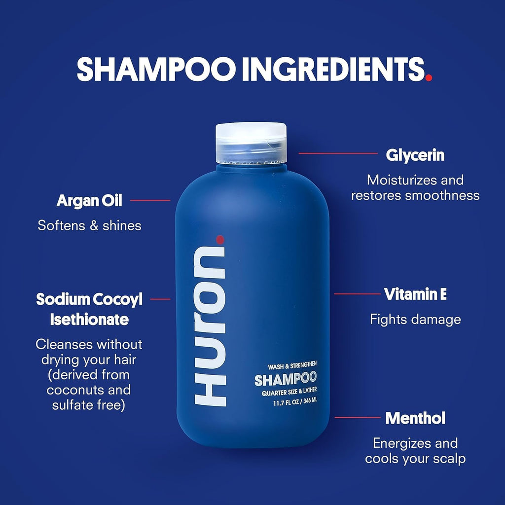 Huron Shower Kit for Men – Shampoo, Conditioner & Body Wash (Sea Salt + Driftwood)