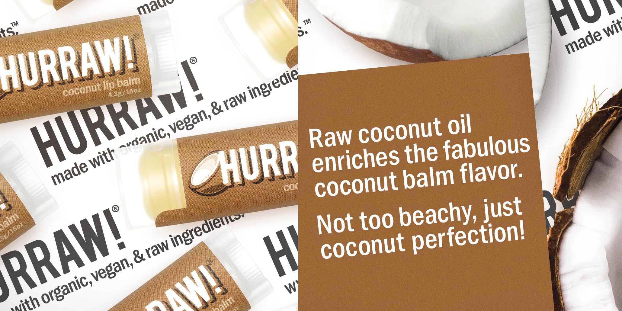 Hurraw! Coconut Lip Balm 5-Pack – Organic, Vegan, Gluten-Free