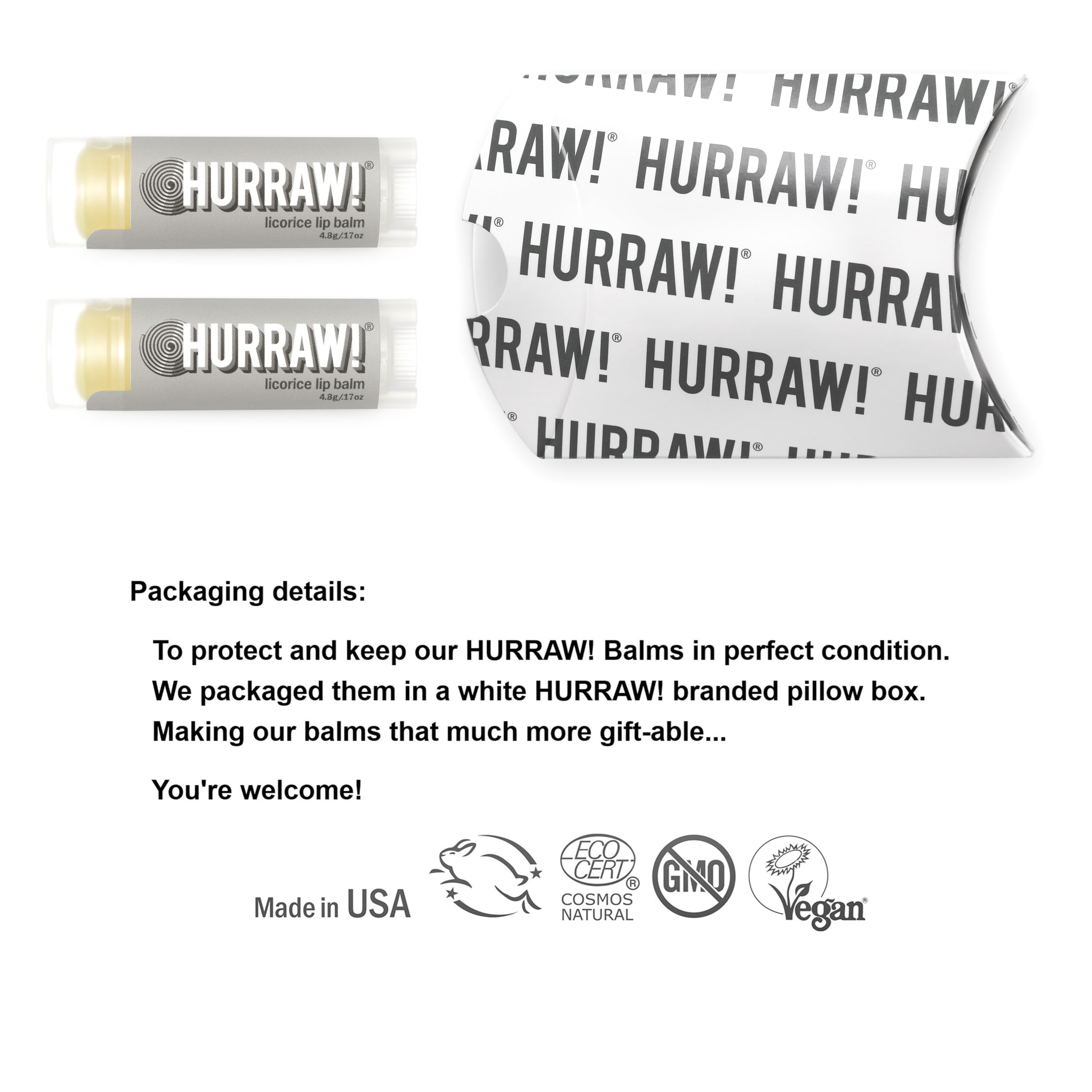 Hurraw! Licorice Lip Balm 2 Pack | Organic, Vegan, Cruelty-Free & Gluten Free | Made in USA
