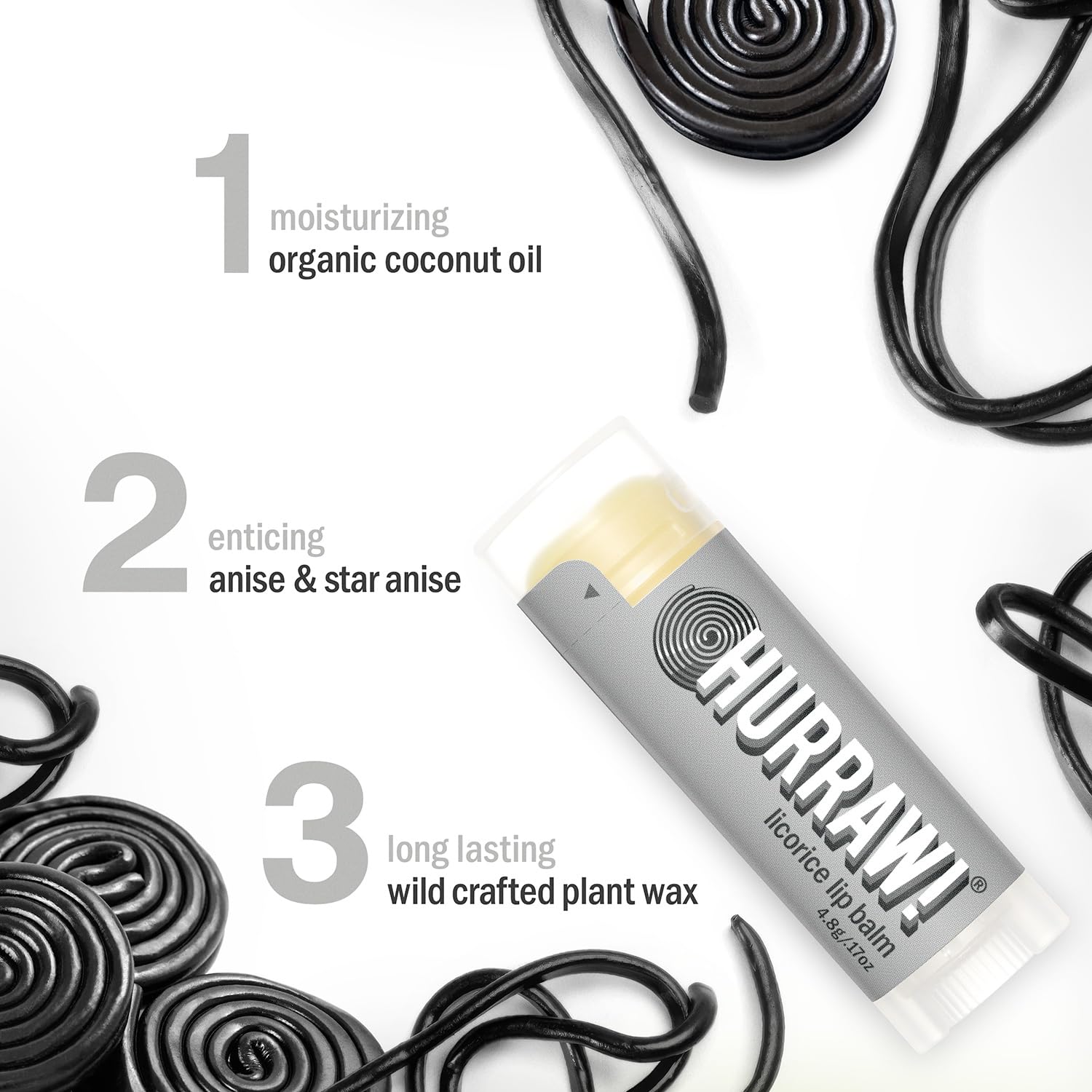 Hurraw! Licorice Lip Balm 3-Pack – Organic, Vegan, Cruelty-Free, Gluten Free, Made in USA