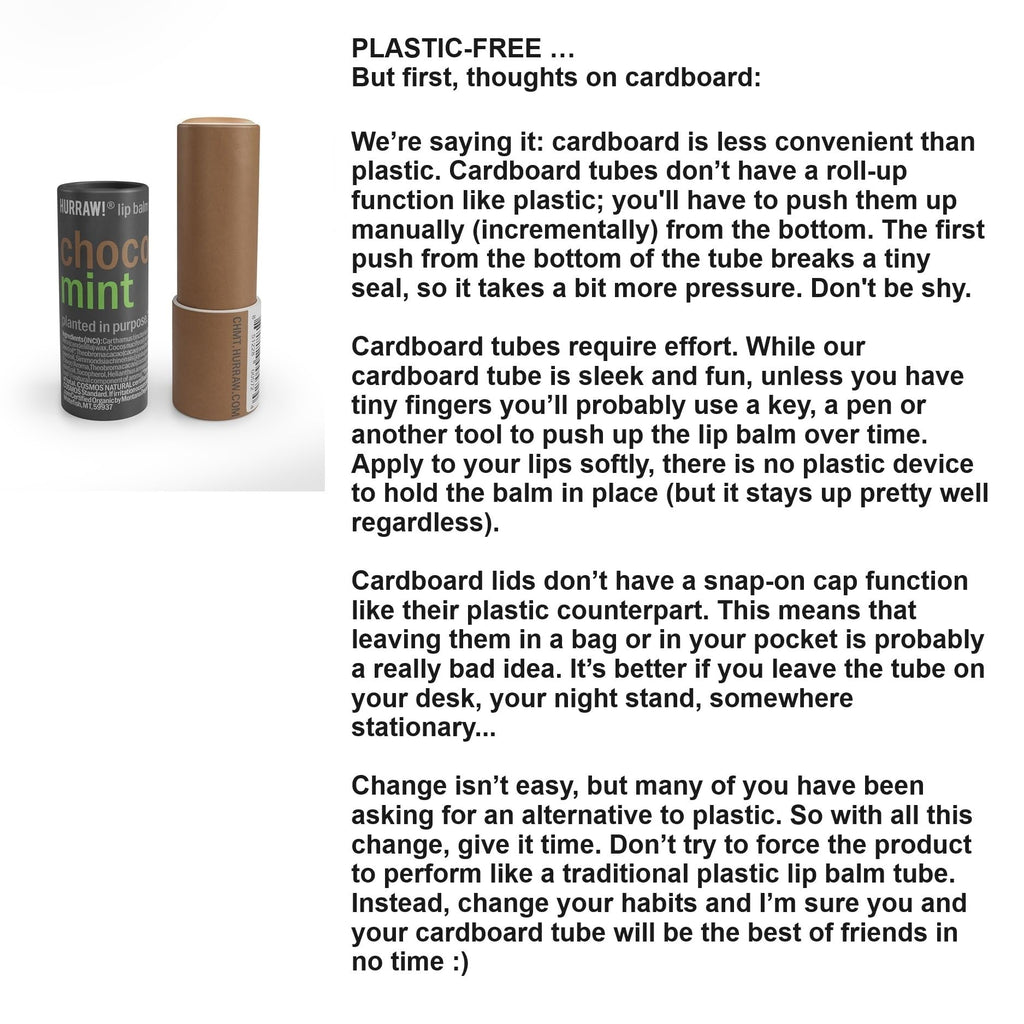 Hurraw! Chocolate & Mint Lip Balm 3 Pack – Plastic-Free Cardboard Tubes, Organic & Vegan