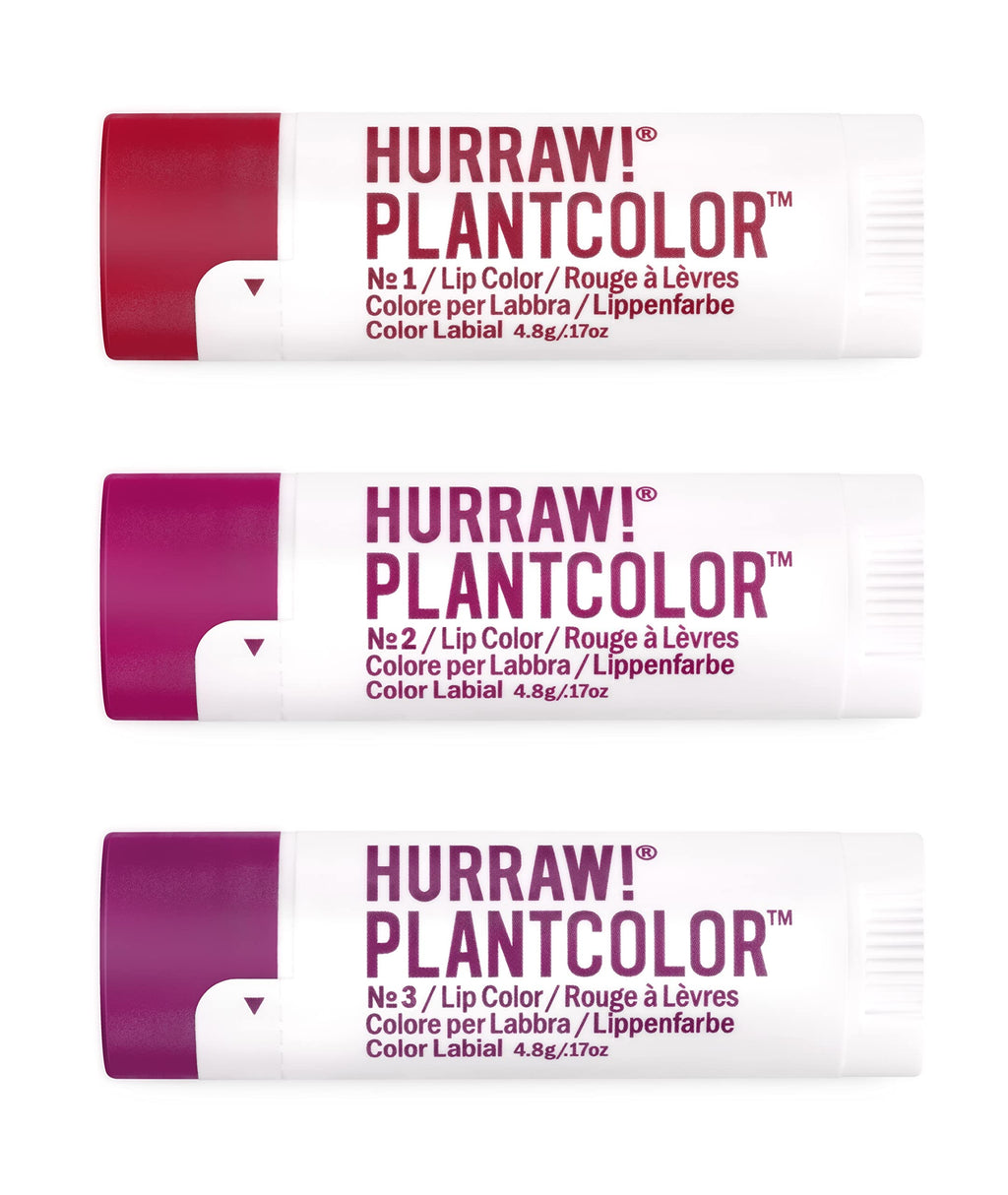 Hurraw! Plantcolor Lip Color Bundle №1, №2 & №3 | 100% Plant-Based Vegan Lip Color