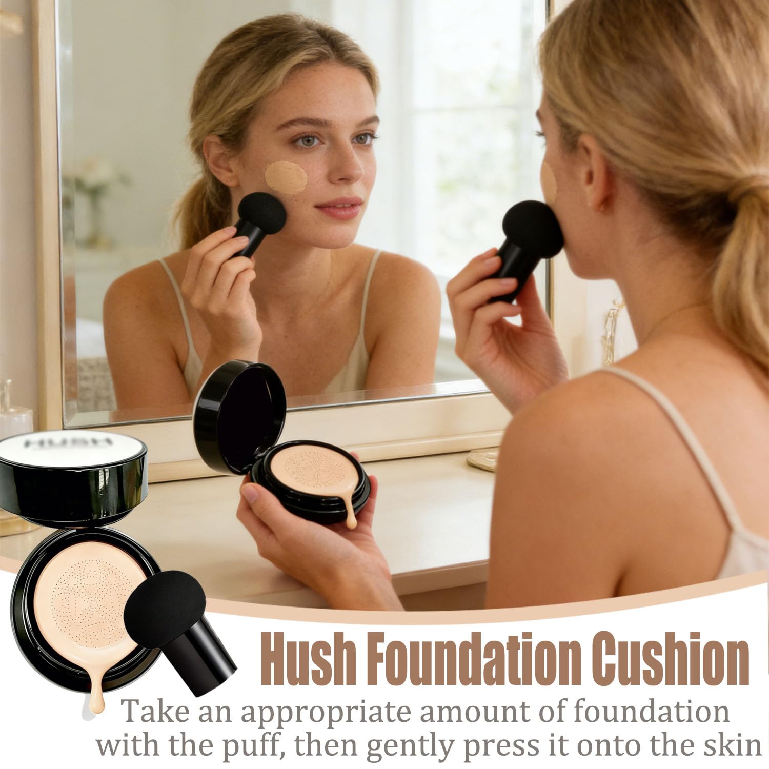 Hush Coverage Foundation for Older Women | Mushroom Head Cushion CC Cream — Natural Finish