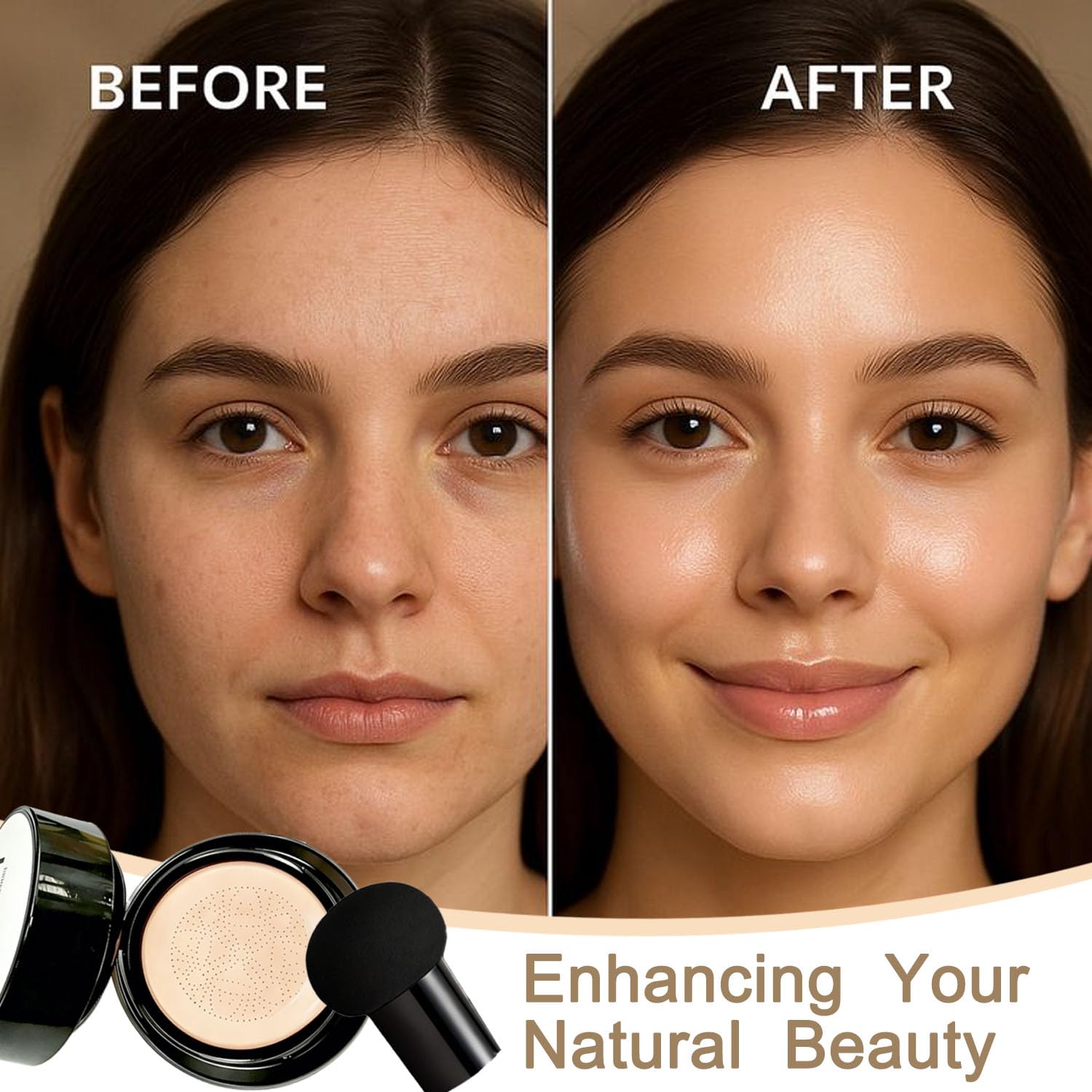 Hush Coverage Foundation for Older Women | Mushroom Head Cushion CC Cream — Natural Finish