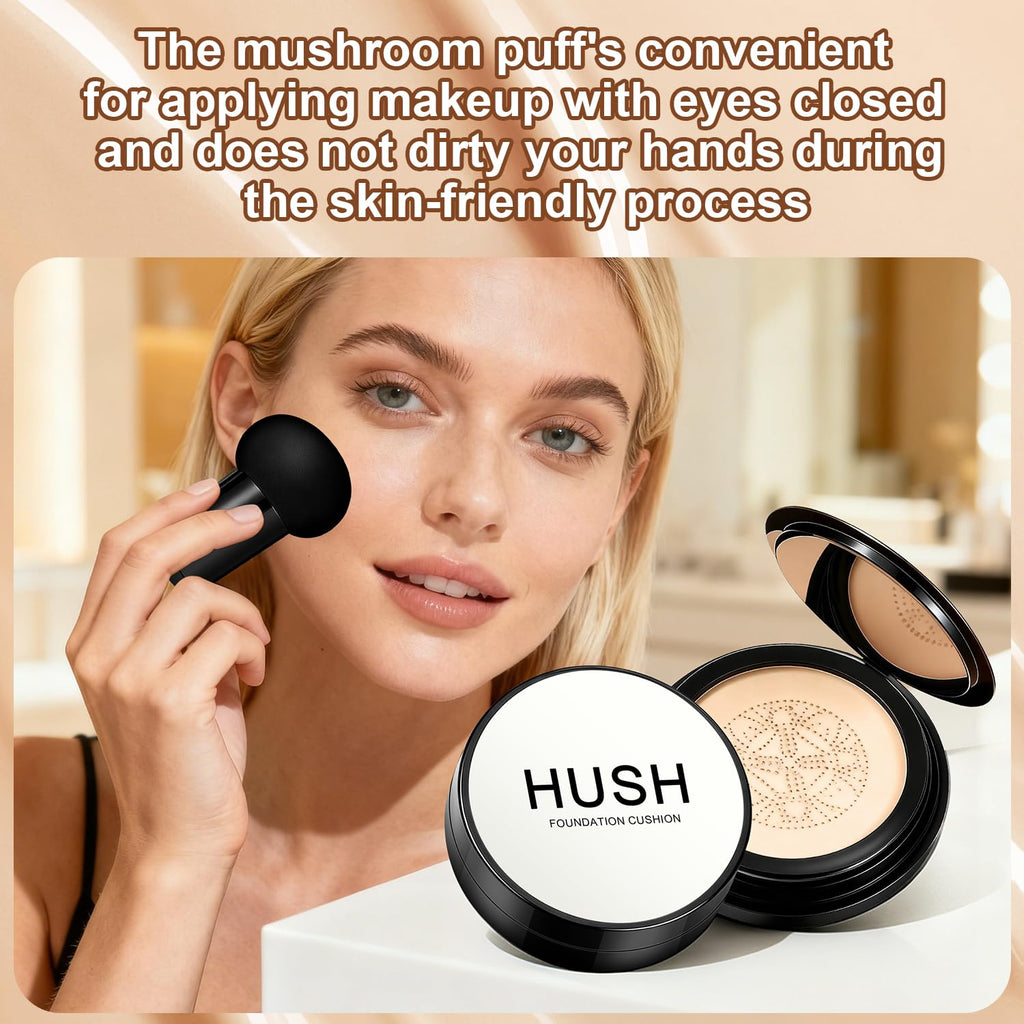 Hush Makeup Foundation Natural Glow – Lightweight Cushion for Light to Medium Complexions