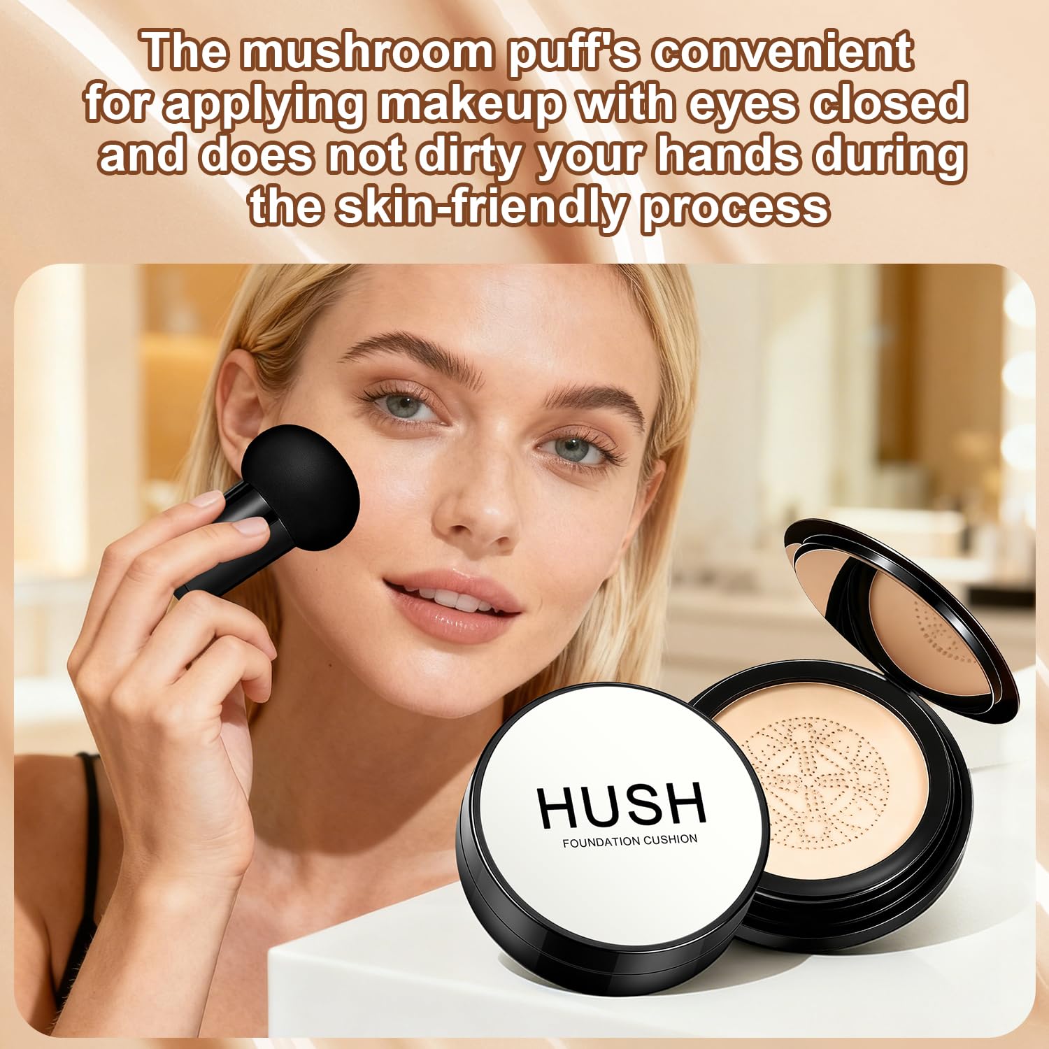 Hush Makeup Foundation Natural Glow – Lightweight Cushion for Light to Medium Complexions
