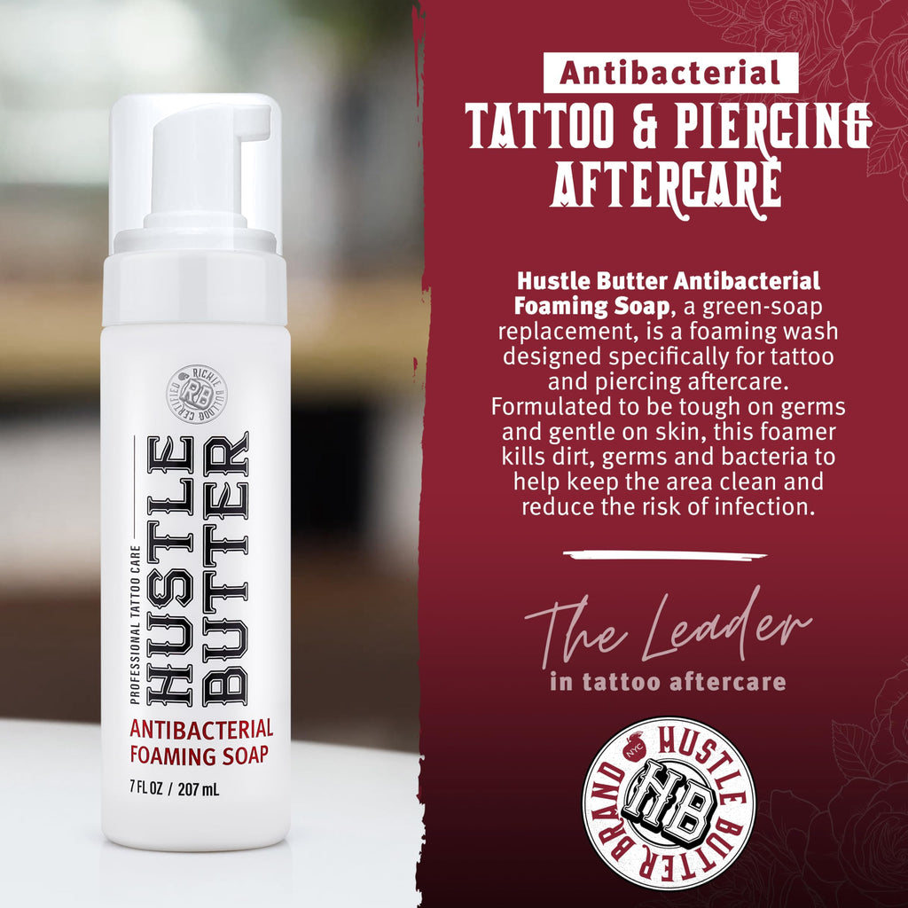 Hustle Bubbles Tattoo Aftercare Soap – Antibacterial Foaming Cleanser for New Tattoos & Piercings | Hustle Butter Deluxe