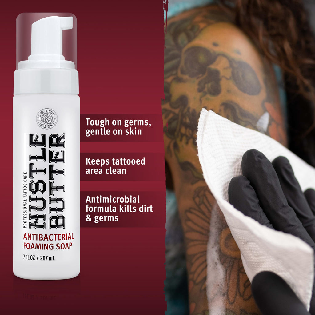 Hustle Bubbles Tattoo Aftercare Soap – Antibacterial Foaming Cleanser for New Tattoos & Piercings | Hustle Butter Deluxe