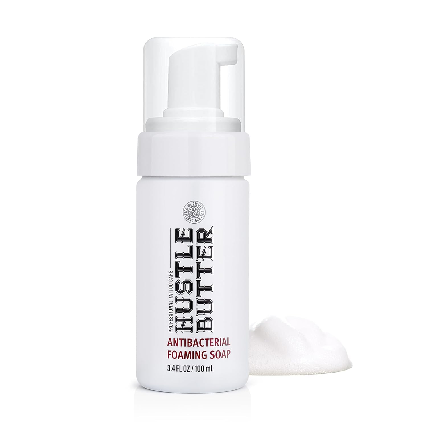 Hustle Butter Deluxe - Hustle Bubbles Tattoo Aftercare | Antibacterial Foaming Soap for New Tattoos & Piercings | TSA Approved | Vegan & Cruelty-Free | 3.4 fl oz