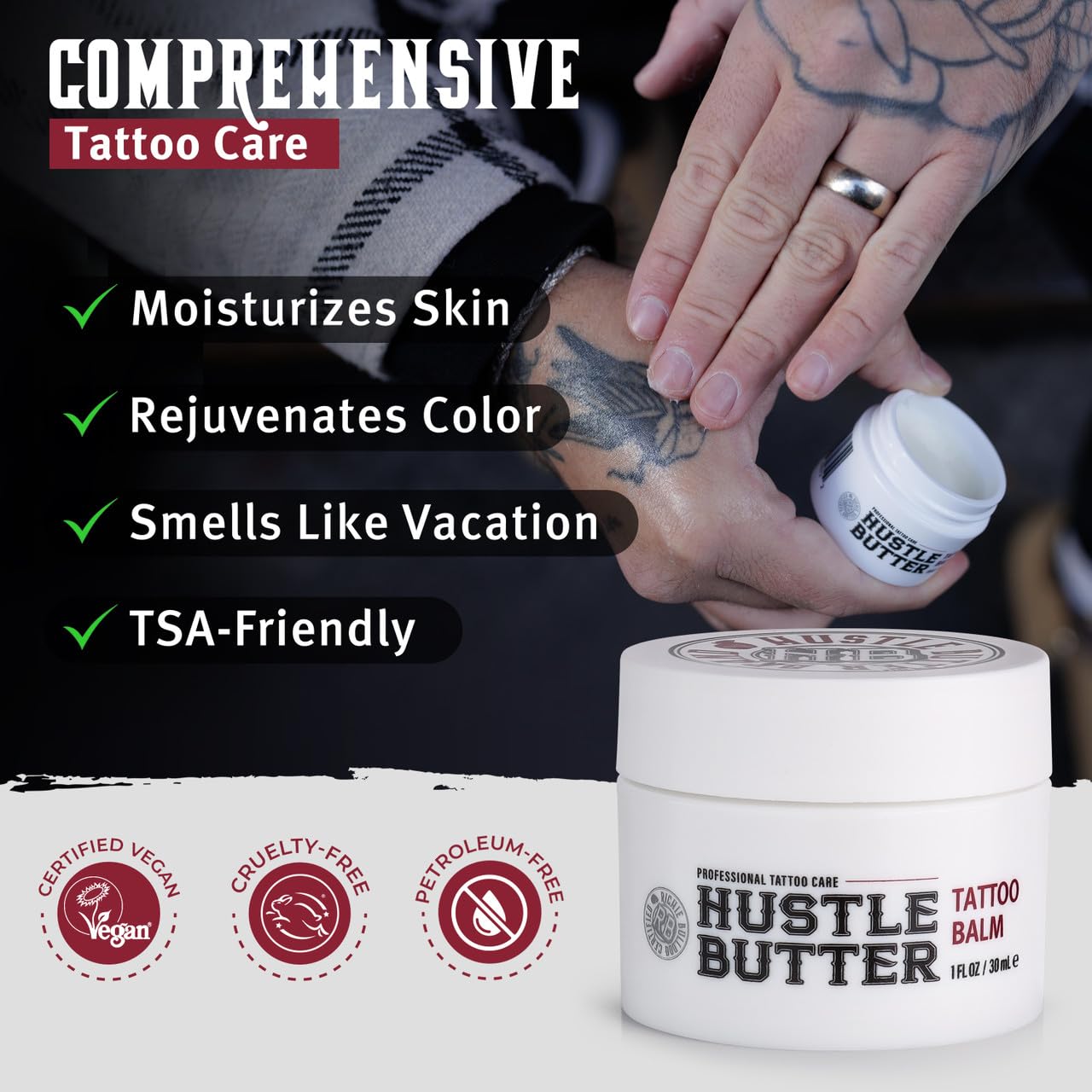 Hustle Butter Deluxe Tattoo Aftercare Balm – Vegan, Petroleum-Free – 1 oz