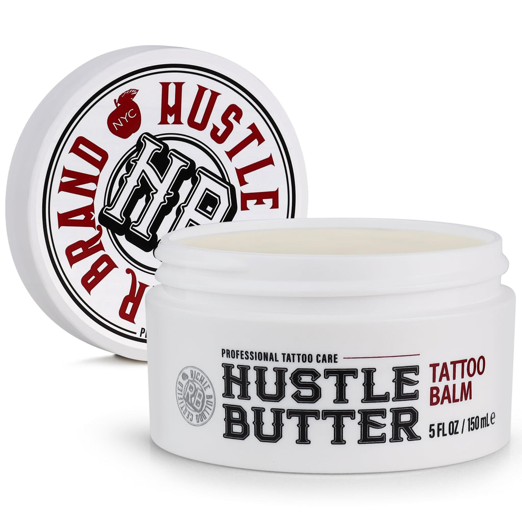 Hustle Butter Deluxe Tattoo Aftercare Balm 5oz – Vegan, Petroleum-Free, Supports Healing for New & Old Tattoos