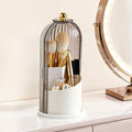 Hvygss 360° Rotating Makeup Brush Holder with Lid – Waterproof 3-Compartment Organizer