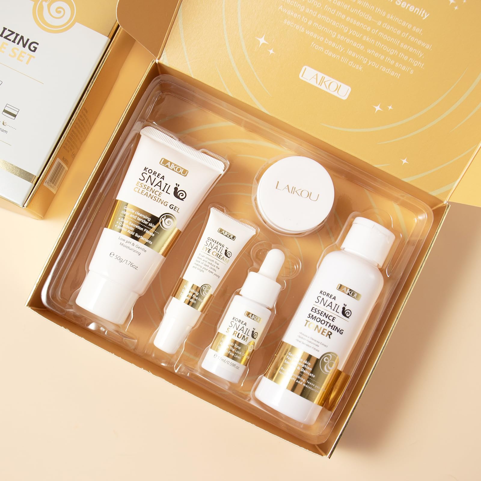 HXLYBD Korean Snail Essence Skincare Kit – 5-Piece Gift Set for All Skin Types