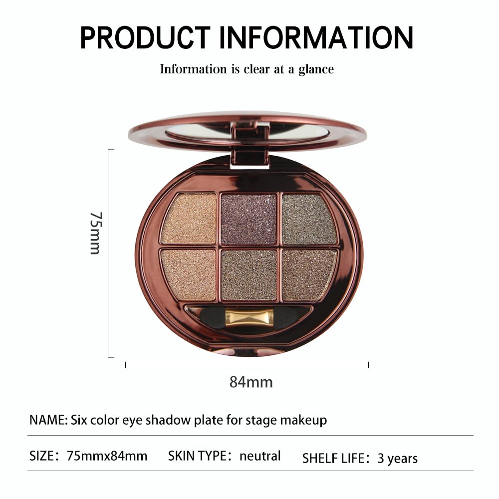 Hxssll 6-Color Shimmer Eyeshadow Palette – High Pigment Metallic Glow for Smoky, Glam & Evening Looks