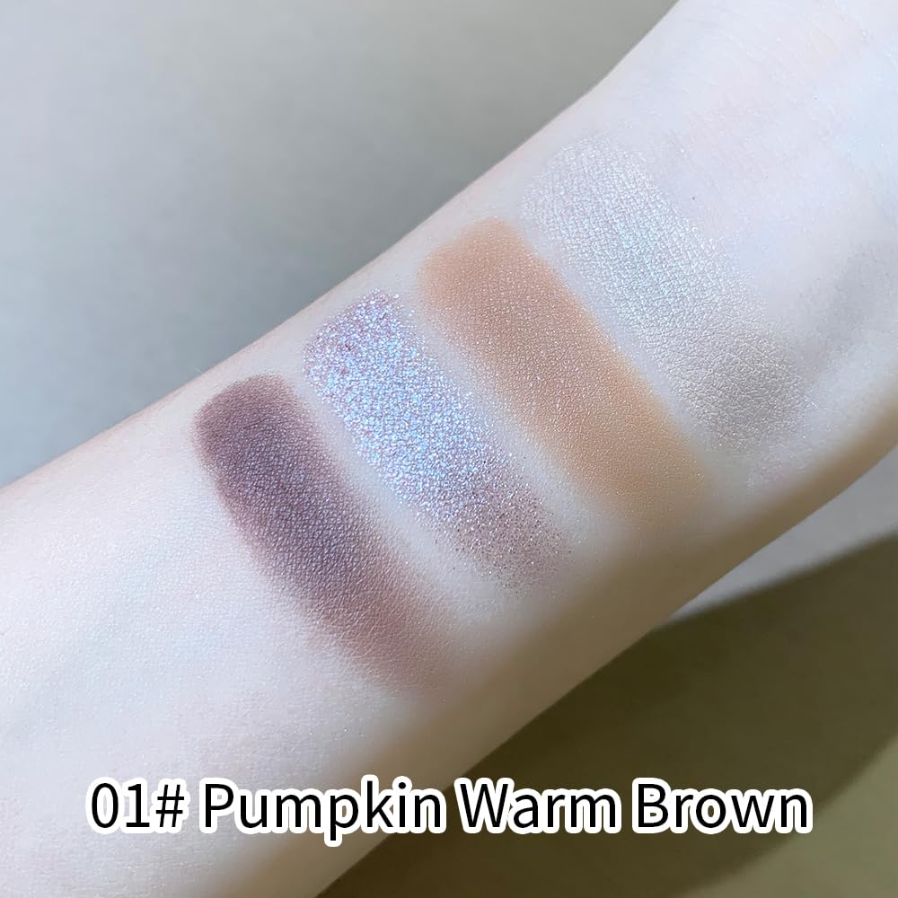 Hxssll 4-Color Neutral Nude Matte & Shimmer Eyeshadow Palette – Peach Bronze Cocoa for Blue/Green Eyes