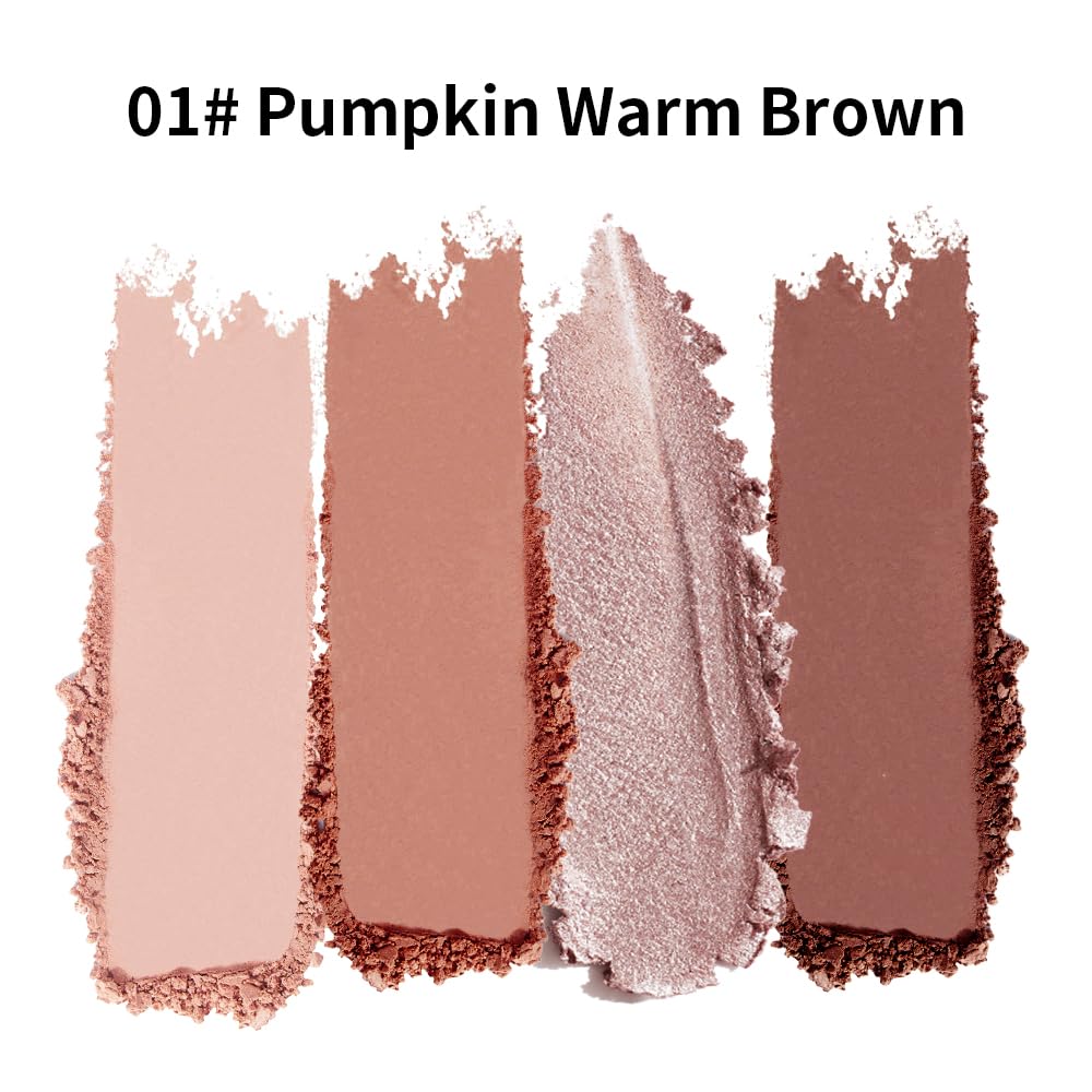 Hxssll 4-Color Neutral Nude Matte & Shimmer Eyeshadow Palette – Peach Bronze Cocoa for Blue/Green Eyes