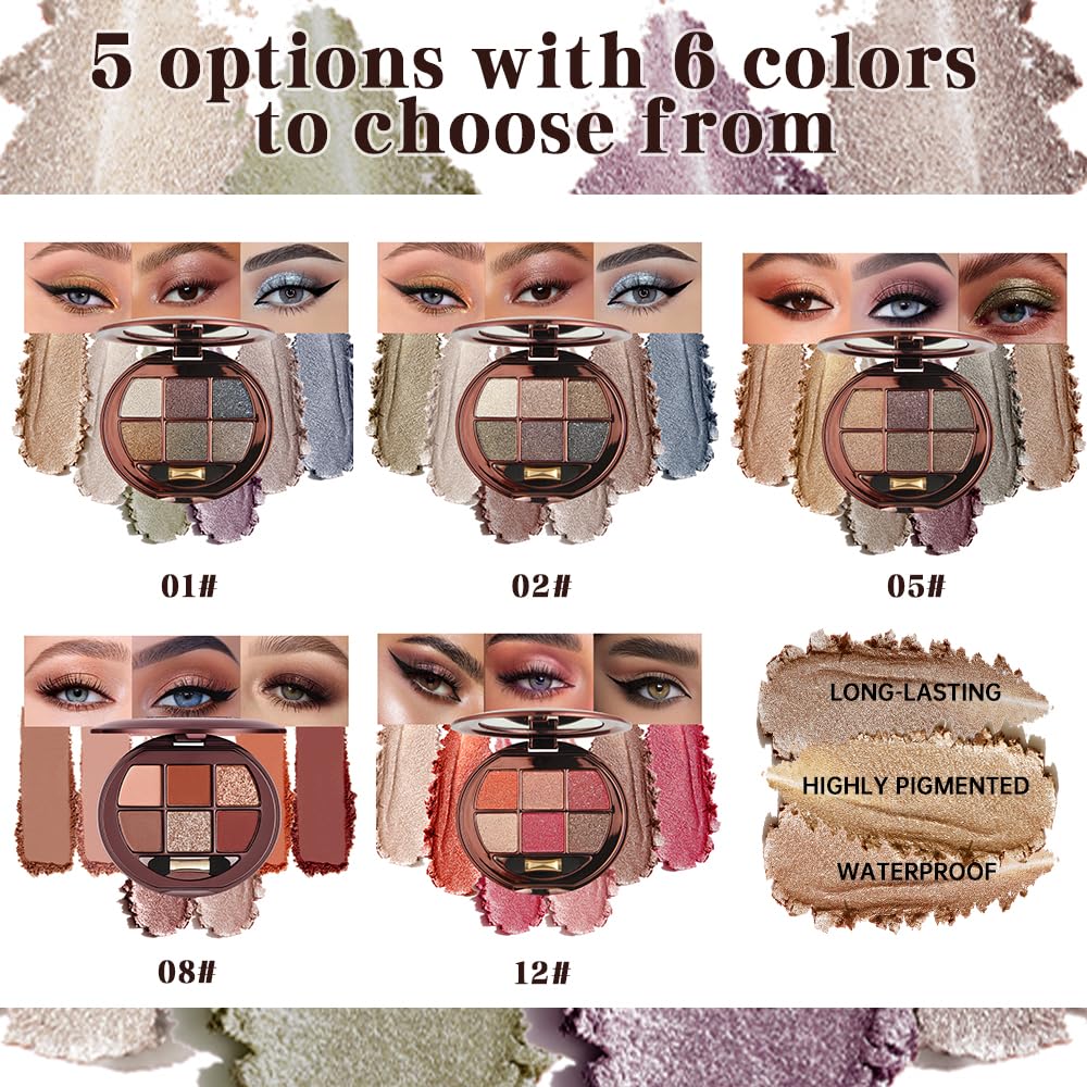 Hxssll Shimmer Glitter Metallic Eyeshadow Palette – Neutral Cool-Tone Glam