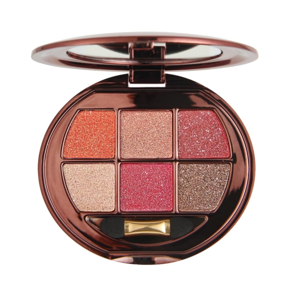 Hxssll Shimmer Glitter Mini Eyeshadow Palette – 6 Warm Tones, High Pigment & Waterproof