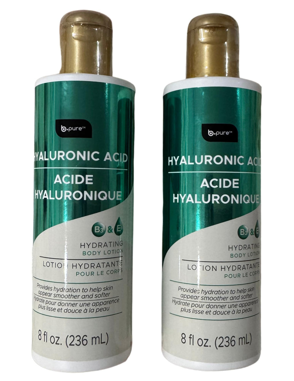 Hyaluronic Acid Hydrating Body Lotion with Vitamin B3 & E – 8 oz Two-Pack