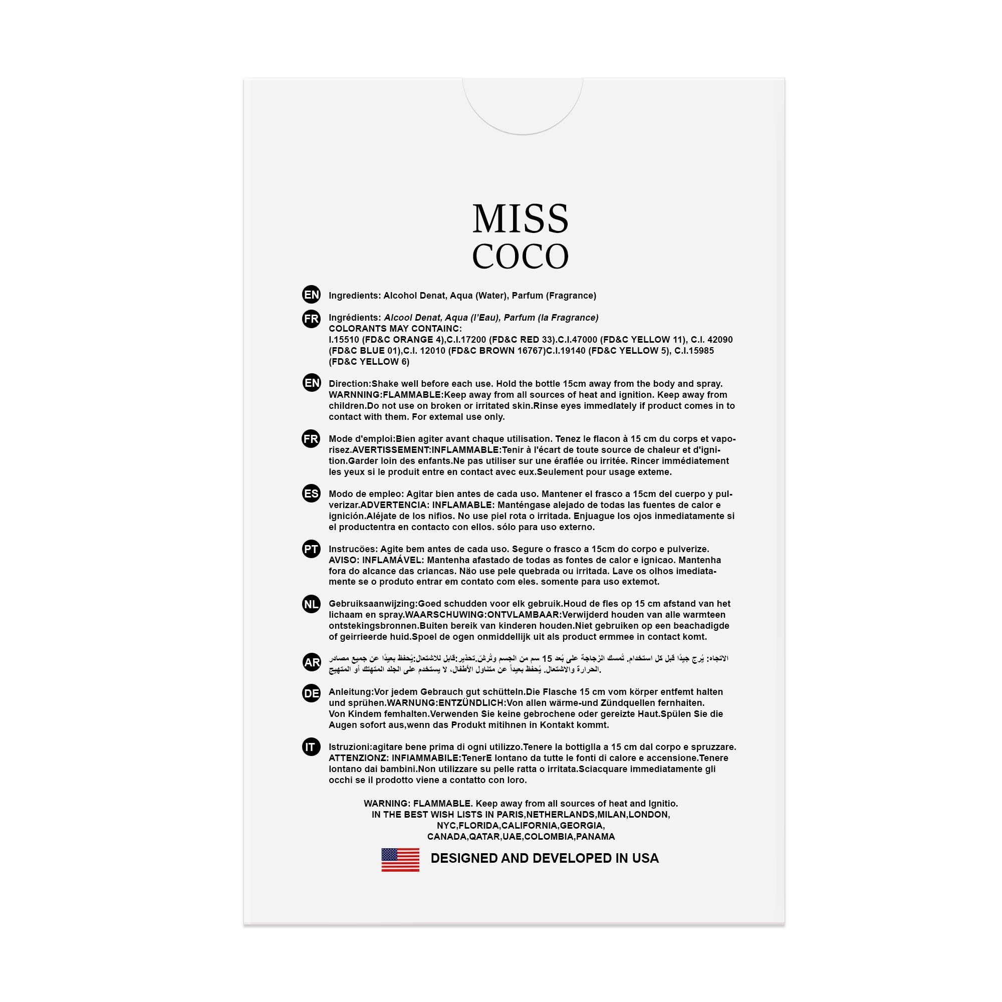 Hybrid & Company Miss Coco Fragrance for Women – Eau de Parfum Natural Spray 3.4 fl oz