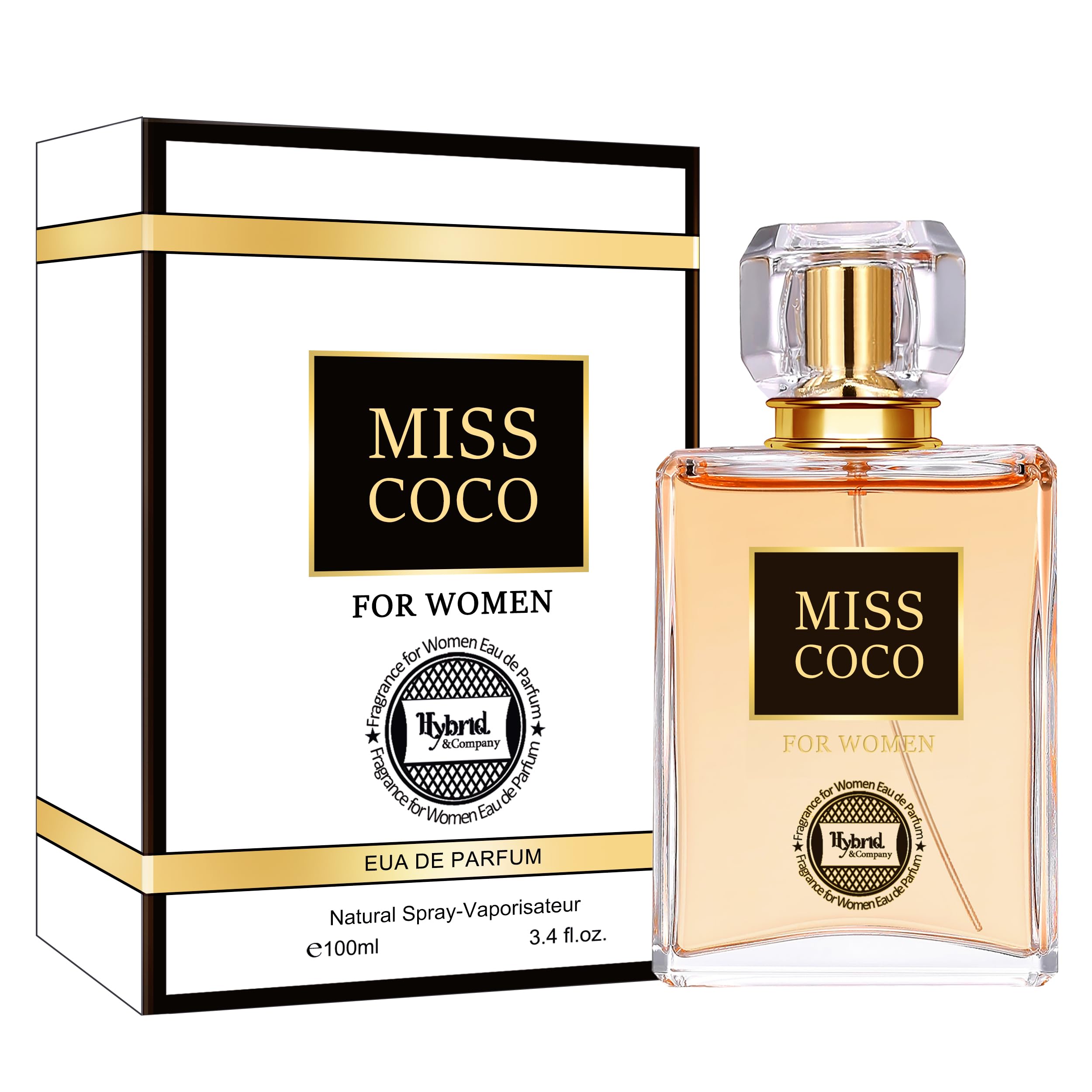 Hybrid & Company Miss Coco Fragrance for Women – Eau de Parfum Natural Spray 3.4 fl oz