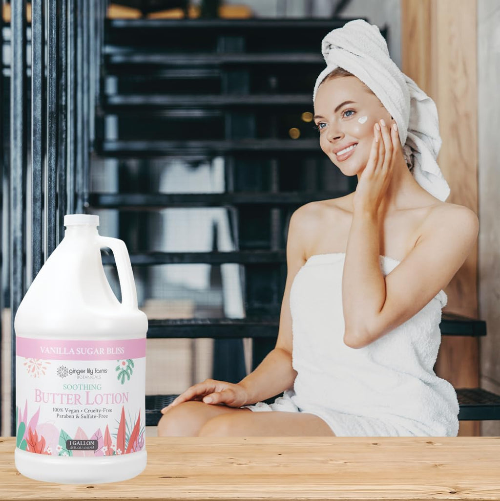 Ginger Lily Farms Botanicals Soothing Butter Lotion – 1 Gallon Refill, Vegan & Cruelty-Free, Vanilla Sugar Bliss