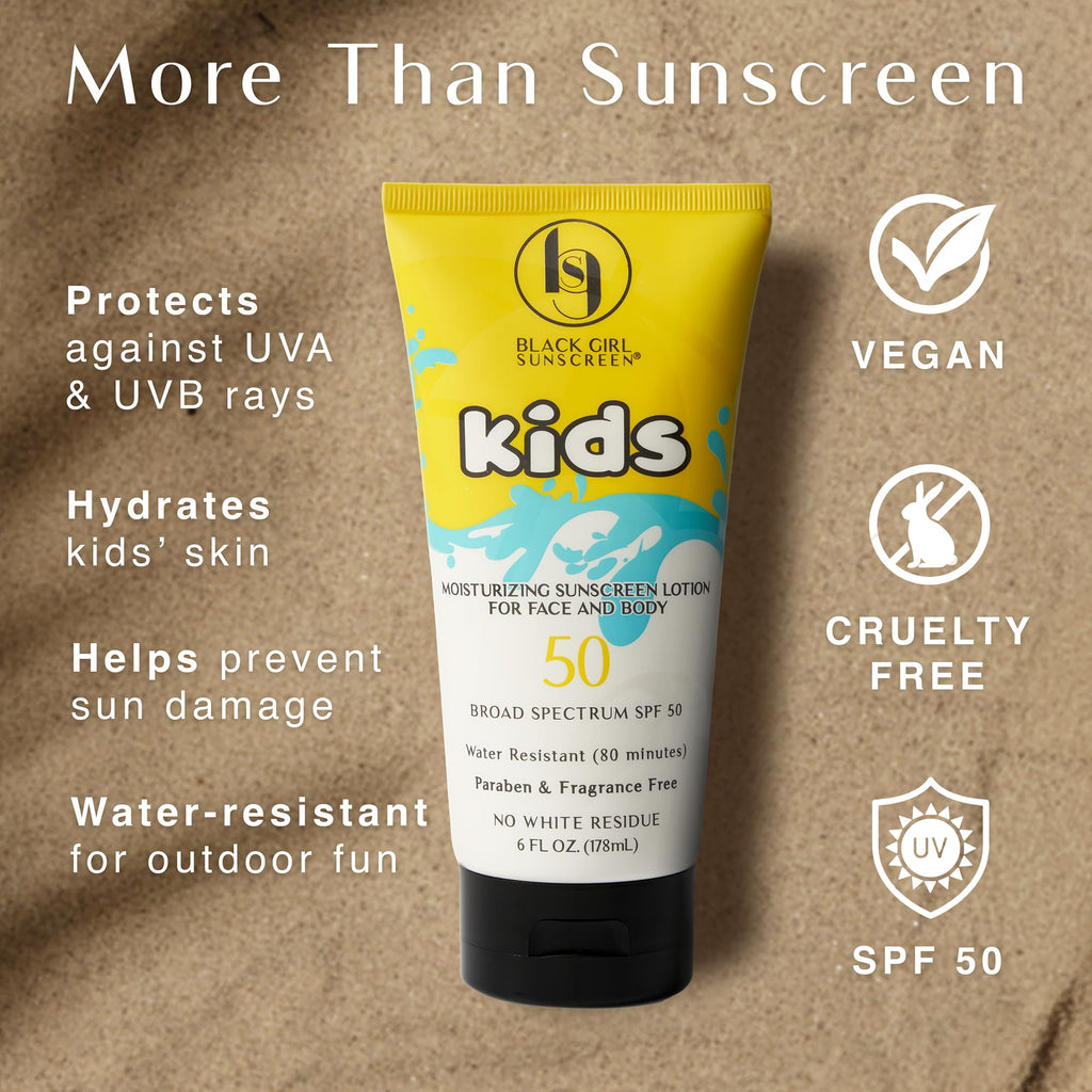 Black Girl Sunscreen Kids SPF 50 Lotion – Clear Face & Body (6 oz)